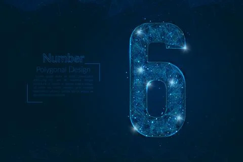 Abstract isolated blue image of a number six. Polygonal illustration looks like Illustrazione stock