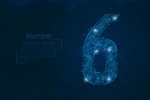 Abstract isolated blue image of a number six. Polygonal illustration looks like Illustrazione stock