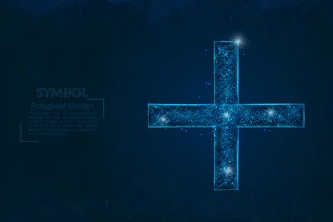 Abstract isolated blue image of a plus or cross sign. Polygonal illustration Stock Illustration