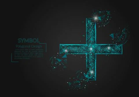Abstract isolated blue image of a plus or cross sign. Polygonal illustration Stock Illustration