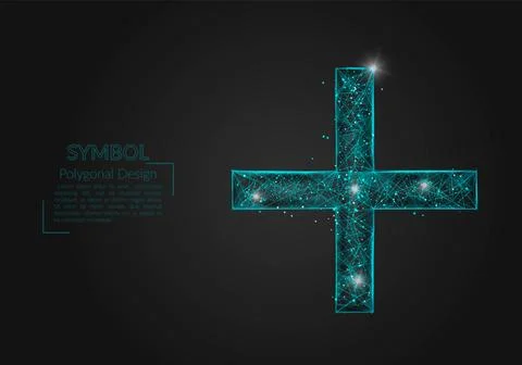 Abstract isolated blue image of a plus or cross sign. Polygonal illustration Stock Illustration