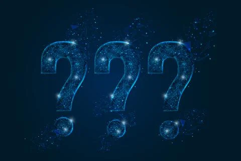 Abstract isolated blue image of a question sign. Polygonal illustration looks Illustrazione stock