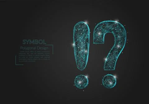 Abstract isolated blue image of a question fnd exclamation signs. Polygonal i Stock Illustration