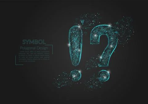 Abstract isolated blue image of a question fnd exclamation signs. Polygonal i Stock Illustration