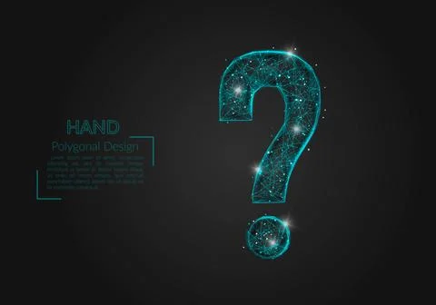 Abstract isolated blue image of a question sign. Polygonal illustration looks Stock Illustration