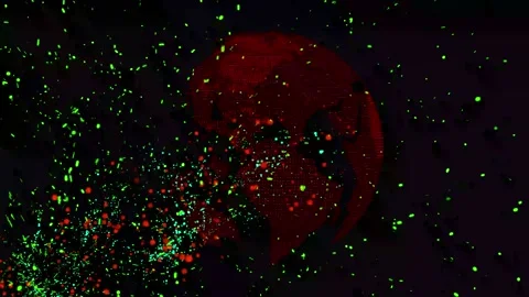 Abstract Isolated Fire Glowing Particles with particle earth. vd 623 Stock Footage 234389746