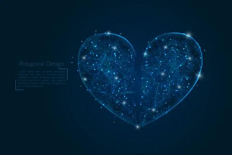 Abstract isolated image of broken heart. Polygonal low poly style illustration Stock Illustration