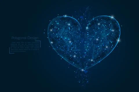 Abstract isolated image of broken heart. Polygonal low poly style illustration Stock Illustration