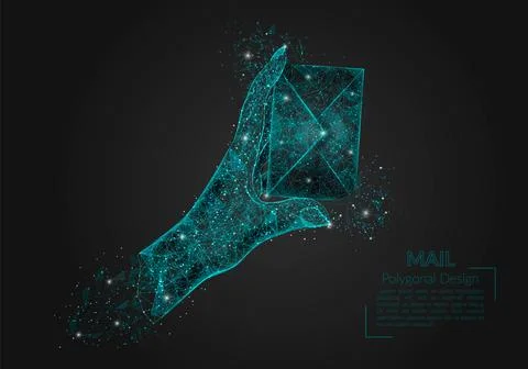 Abstract isolated image of human hand sending letter. Polygonal illustration Stock Illustration