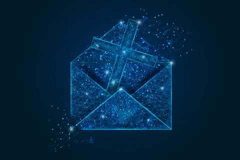 Abstract isolated image of a letter, mail or message with cross. Polygonal Stock Illustration