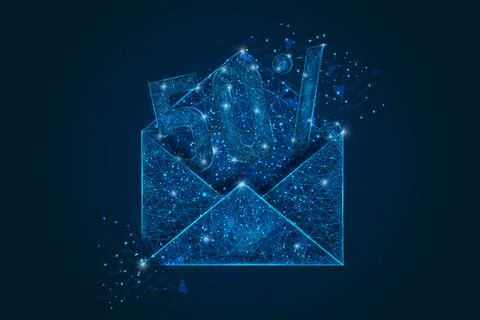 Abstract isolated image of a letter, mail or message with 50 percent discount Illustrazione stock