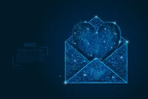 Abstract isolated image of a letter, mail or message with heart. Polygonal Stock-Illustration