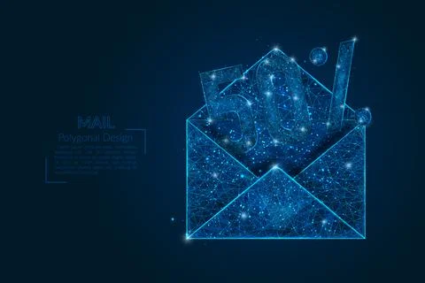 Abstract isolated image of a letter, mail or message with 50 percent discount Stock Illustration