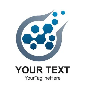 Abstract isolated logo from blue connect dots, hexagon logos template, molecu Illustrazione stock