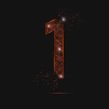 Abstract isolated orange image of a number one. Polygonal illustration looks  Stock Illustration