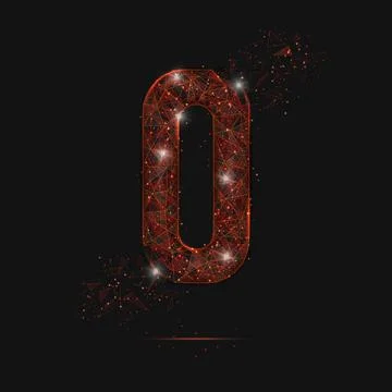 Abstract isolated orange image of a number zero. Polygonal illustration looks Stock Illustration