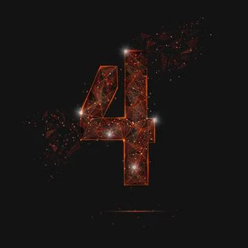 Abstract isolated orange image of a number four. Polygonal illustration looks Stock Illustration