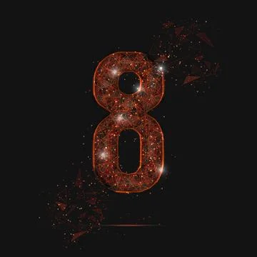 Abstract isolated orange image of a number eight. Polygonal illustration look Stock Illustration
