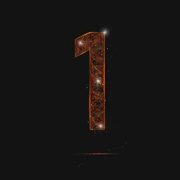 Abstract isolated orange image of a number one. Polygonal illustration looks Stock Illustration