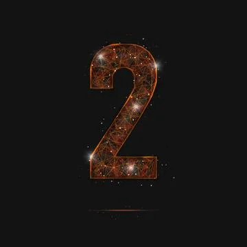 Abstract isolated orange image of a number two. Polygonal illustration looks Stock Illustration