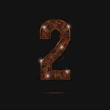 Abstract isolated orange image of a number two. Polygonal illustration looks Stock Illustration