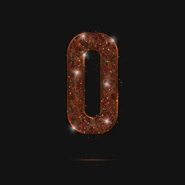 Abstract isolated orange image of a number zero. Polygonal illustration looks Stock Illustration