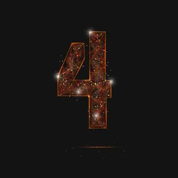 Abstract isolated orange image of a number four. Polygonal illustration looks Stock Illustration