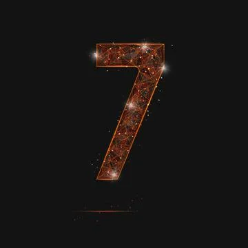 Abstract isolated orange image of a number seven. Polygonal illustration looks Stock Illustration
