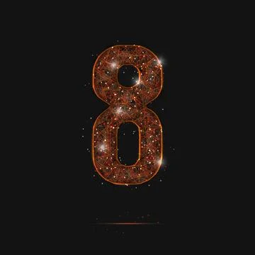 Abstract isolated orange image of a number eight. Polygonal illustration looks Stock Illustration