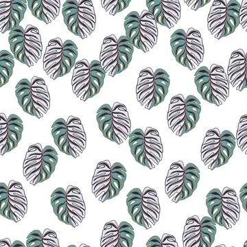 Abstract isolated seamless pattern with purple random leaves vranches shapes. イラスト素材