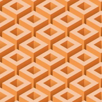 Abstract isometric 3d cube shape with seamless pattern background Stock Illustration