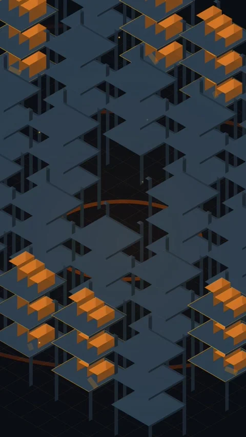 Abstract Isometric 3D Geometric Blocks Animation Stock Footage 346204761
