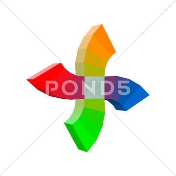Abstract isometric 3d object in the form of a propeller. イラスト素材