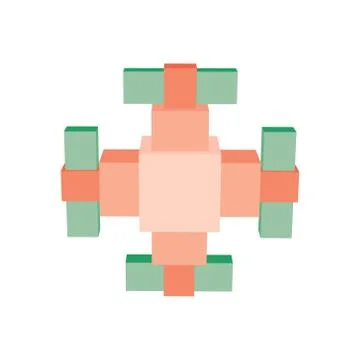 Abstract isometric 3d object in form of cross.Vector illustration. Stock Illustration