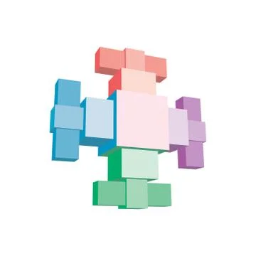 Abstract isometric 3d object in form of cross.Vector illustration. Stock Illustration