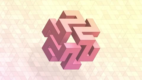 Abstract isometric 3D render of a rotating continuous geometric pink loop on Stock Footage 332069060