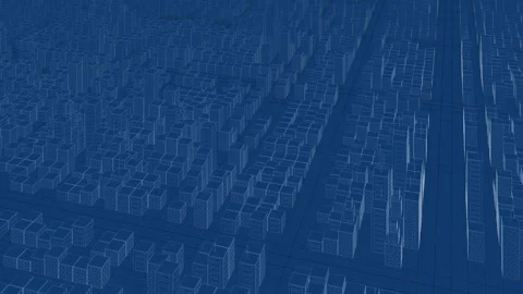 Abstract isometric blueprint city grid rotating, urban development and Stock Footage 338131194