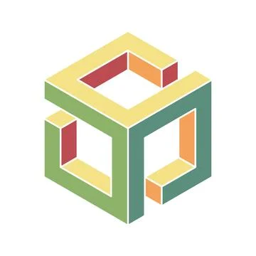 Abstract isometric cube design.  Interlocking pastel shapes create a visually Illustrazione stock