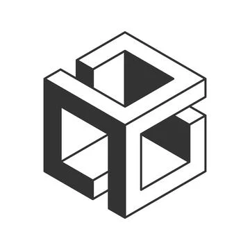 Abstract isometric cube design.  Interlocking shapes create a visually striki Stock Illustration