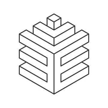Abstract isometric cube design, layered structure, geometric pattern.  Perfec Illustrazione stock
