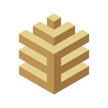 Abstract isometric cube design.  Represents growth, progress, or stability.   Stock Illustration