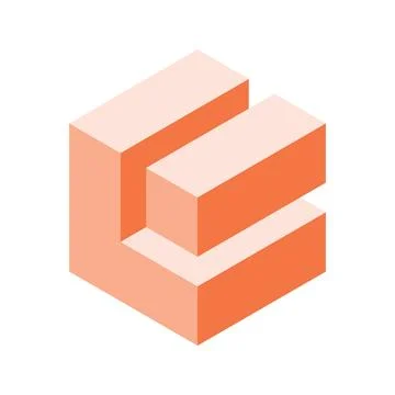 Abstract isometric cube design.  Twotoned peach and coral colors create a mod Stock Illustration