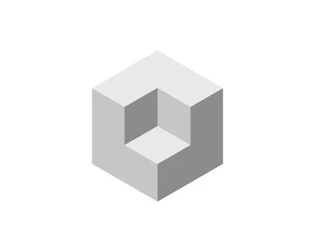 Abstract isometric cube illustration.  Clean, minimalist design perfect for.. Stock Illustration