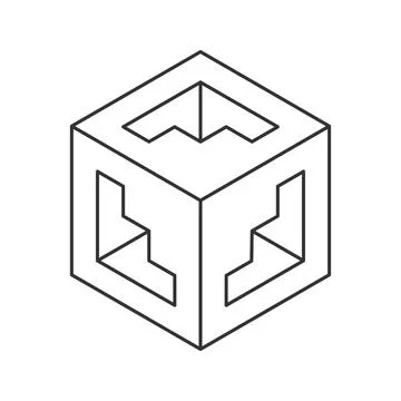 Abstract isometric cube illustration.  Clean lines create a minimalist, geome Stock Illustration