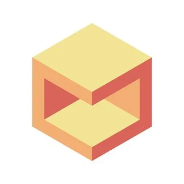 Abstract isometric cube in warm earth tones.  Creates an illusion of depth an Illustrazione stock