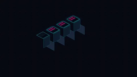 Abstract isometric cubes arranged in a minimalist digital line formation Stock Footage 336263211