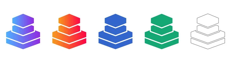 Abstract Isometric Data Layers Icon Set Illustrazione stock