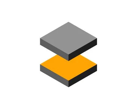 Abstract isometric design featuring stacked gray and orange cubes.  Represe.. Stock Illustration