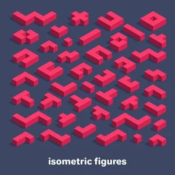 Abstract isometric figures set, creative background Stock Illustration
