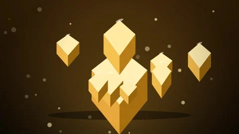 Abstract Isometric Golden Cubes Floating on Dark Background Motion Graphics 스톡 동영상 348061554